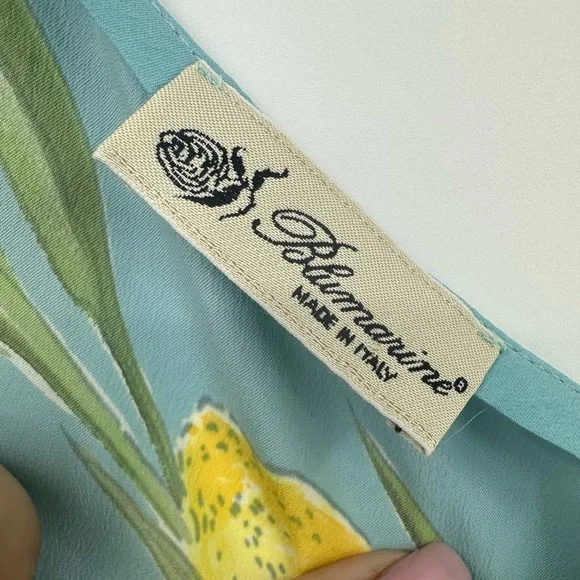 Vtg 2000s Blumarine Silk Dress Light Blue Floral Lemon Print IT 40 | C449 - Picture 7 of 12
